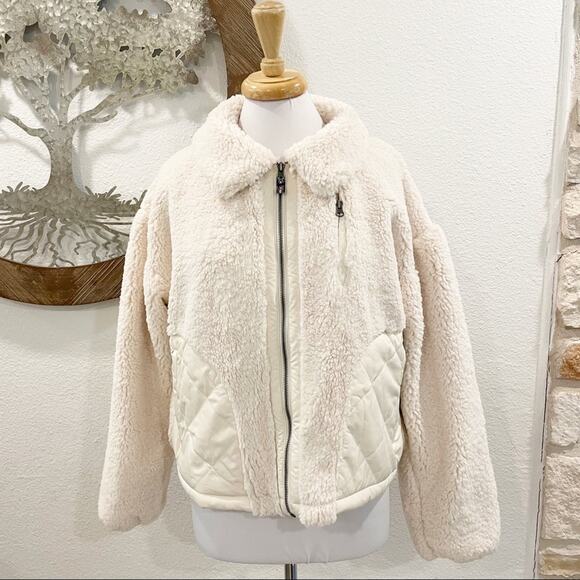 NWT Anthropologie Skye Sherpa Fleece Teddy Jacket Creme Ivory Large - Picture 3 of 10